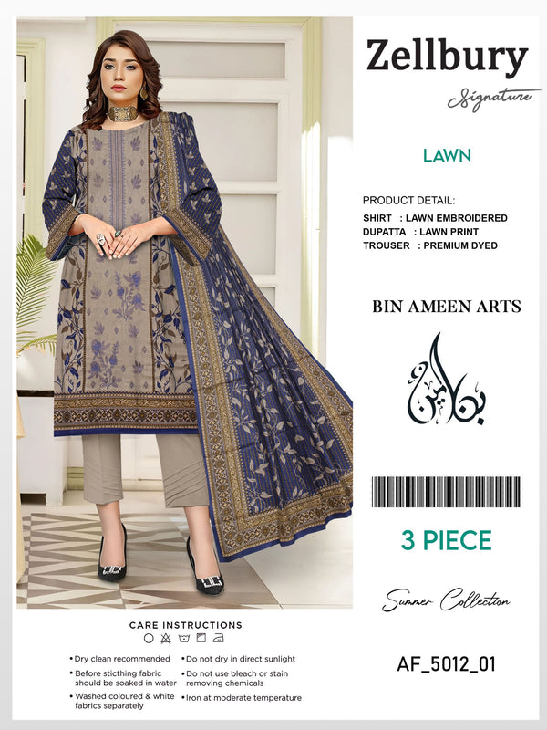 3 Piece Brown Suit | Stuff Lawn By Zellbury - Zaroshi