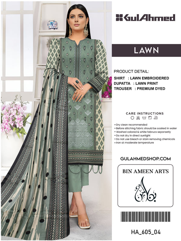 3 Piece Green Suit | Stuff Lawn By Gul Ahmed - Zaroshi