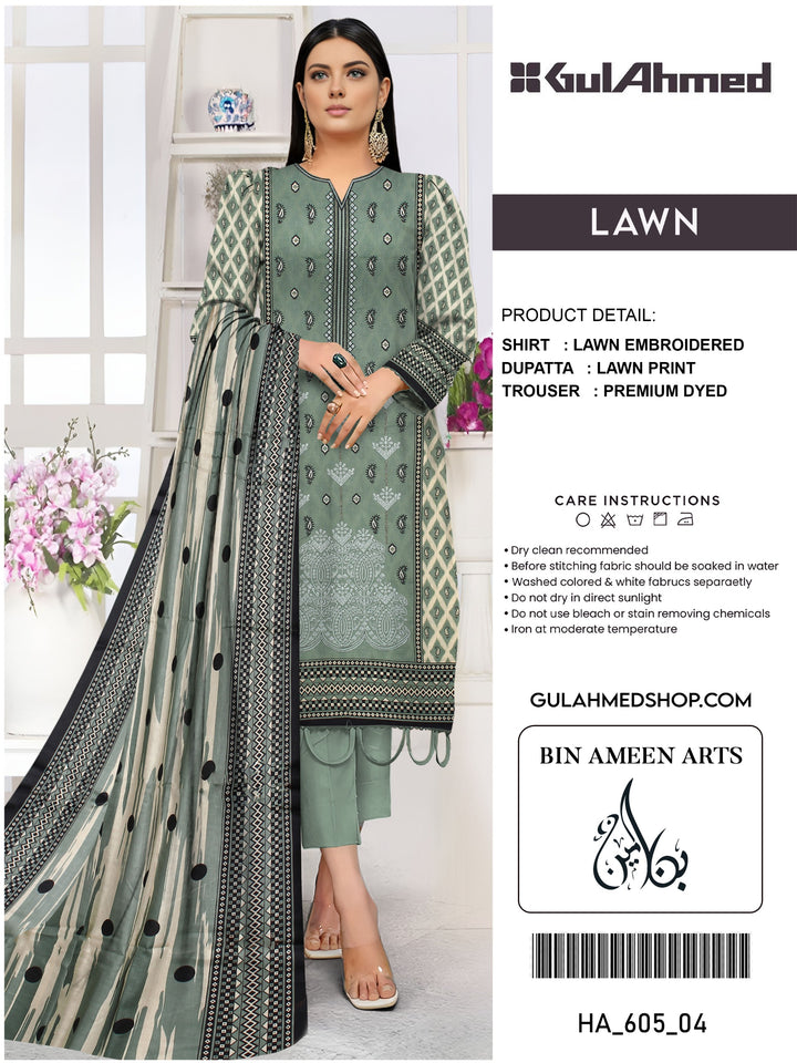 3 Piece Green Suit | Stuff Lawn By Gul Ahmed - Zaroshi