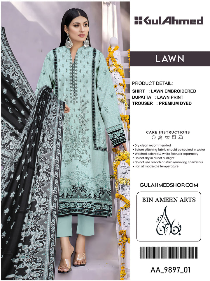 3 Piece Ferozi Suit | Stuff Lawn By Gul Ahmed - Zaroshi