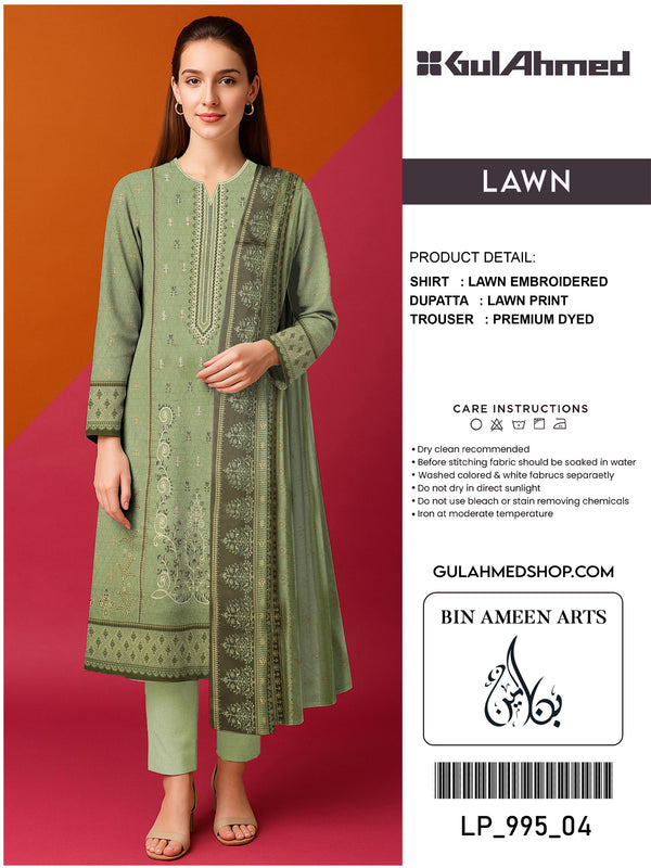 3 Piece Light  Green Suit | Lawn Stuff By Gul Ahmed - Zaroshi