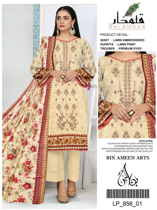 3 Piece Skin Suit | Stuff Lawn By QALAMKAR - Zaroshi