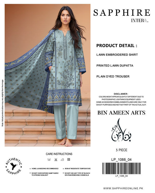 3 Piece Light Blue Suit | Lawn Stuff By Sapphire - Zaroshi