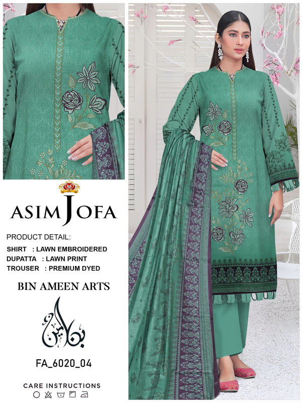 3 Piece Green Suit | Stuff Lawn By Asim Jofa - Zaroshi