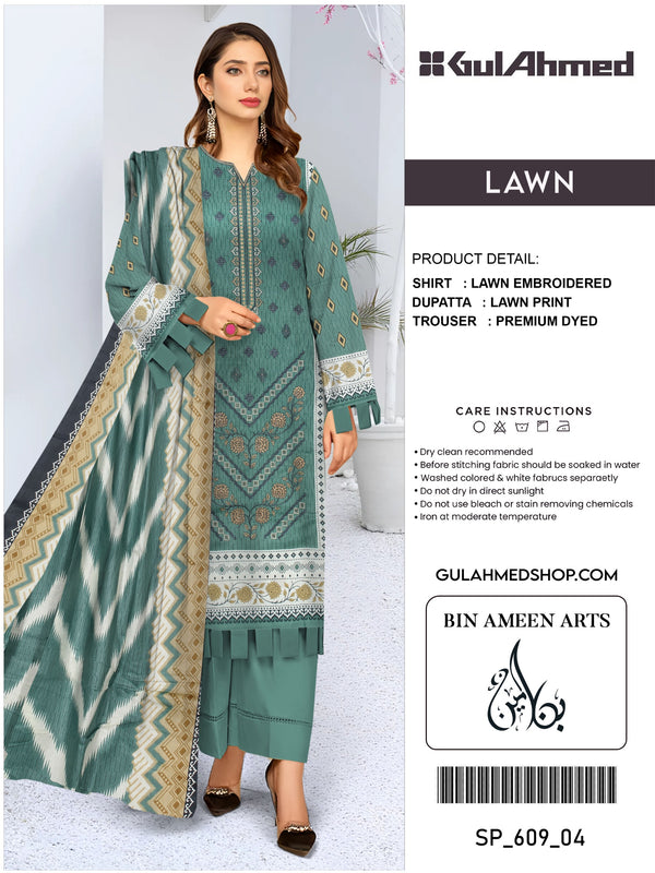3 Piece Green Suit | Stuff Lawn By Gul Ahmed - Zaroshi