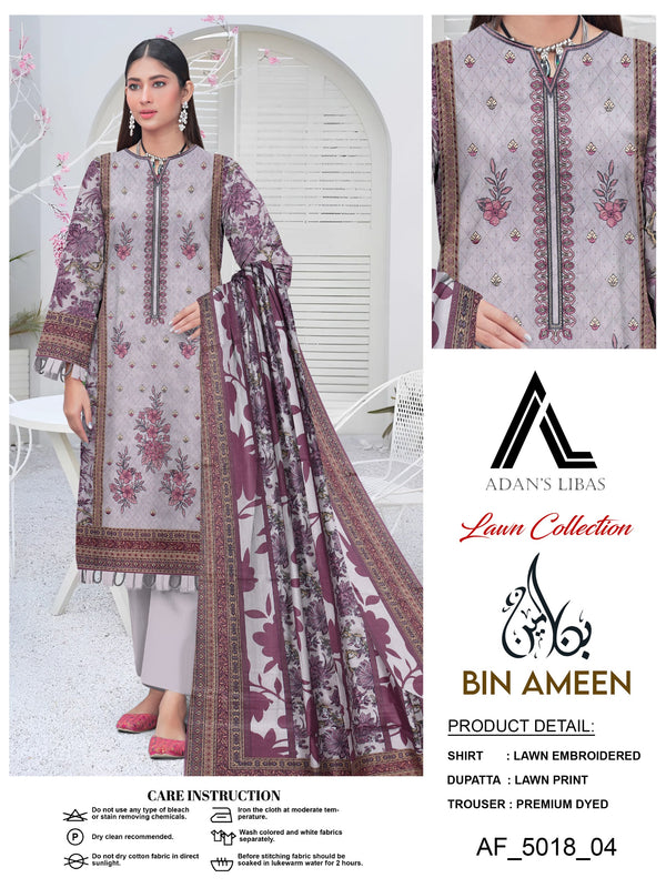3 Piece Pink Suit | Stuff Lawn By ADNAN’S LIBAS - Zaroshi