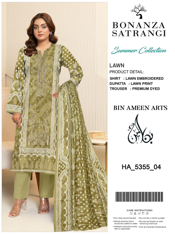 3 Piece Parrot Suit | Lawn Stuff By Bonanza Satrangi - Zaroshi
