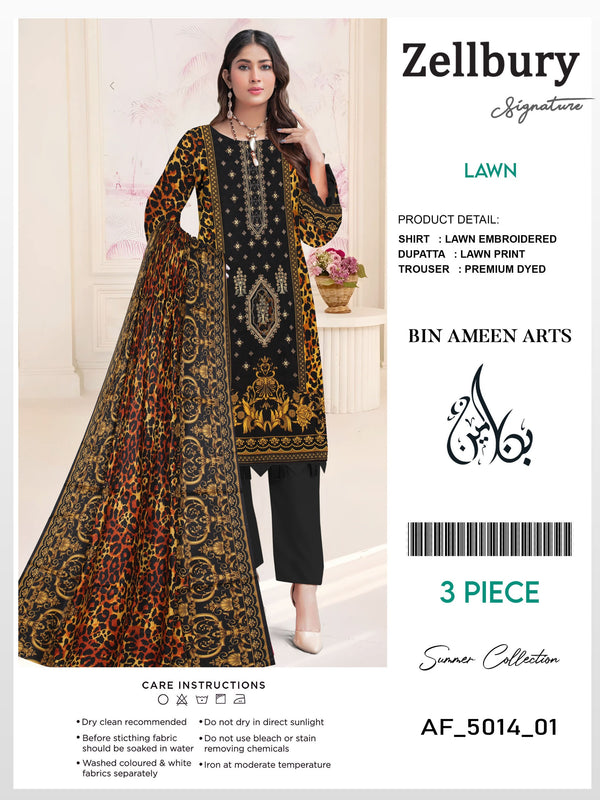 3 Piece Black Suit | Lawn Stuff By Zellbury - Zaroshi