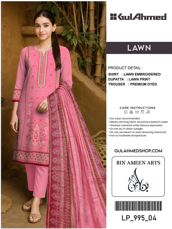 3 Piece Pink Suit | Lawn Stuff By Gul Ahmed - Zaroshi